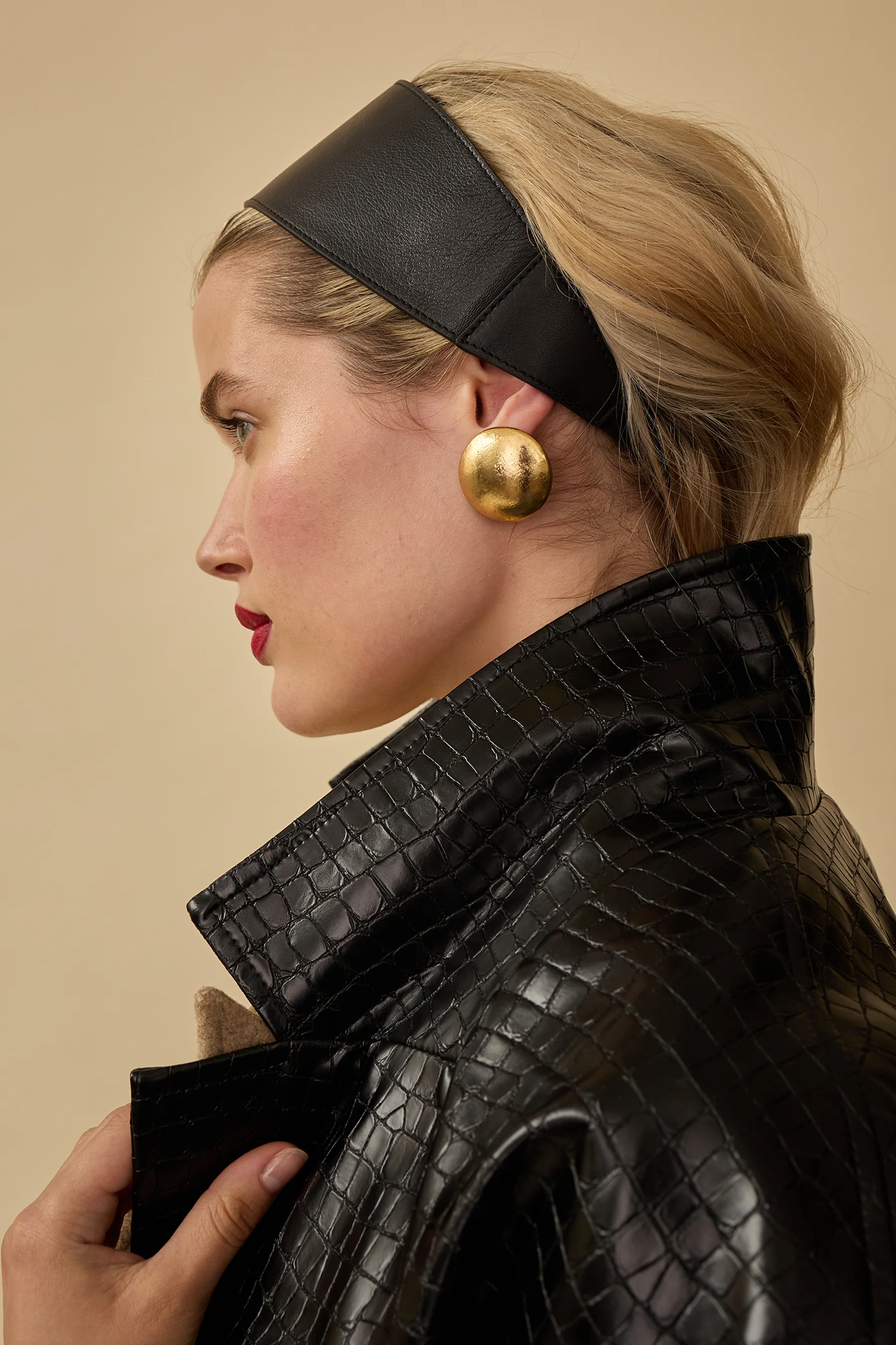 Annika Wide Leather Headwrap - Image 3