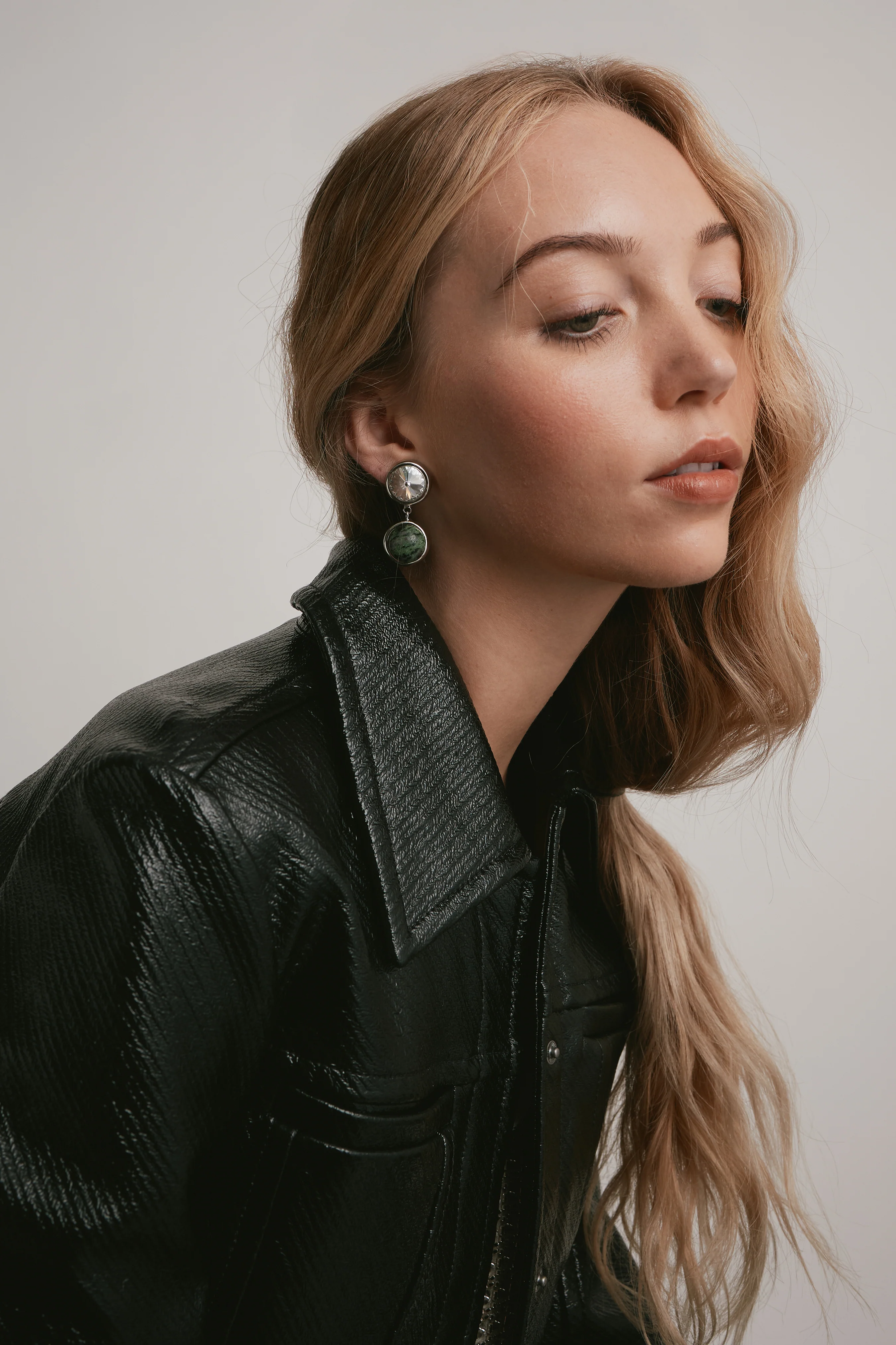 Clare Crystal and Stone Drop Earrings - Image 4