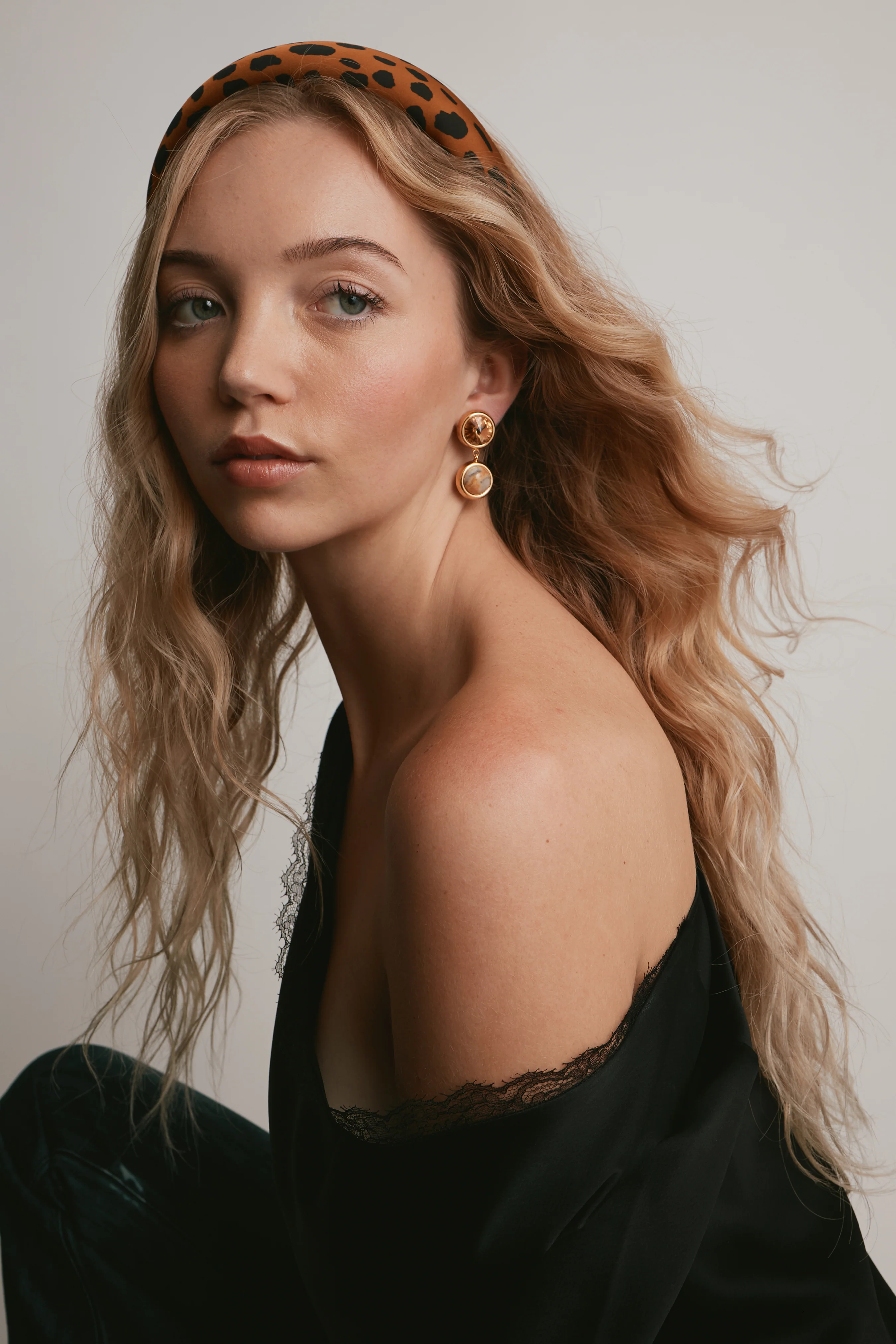 Greer Leopard Silk Padded Headband - Image 2
