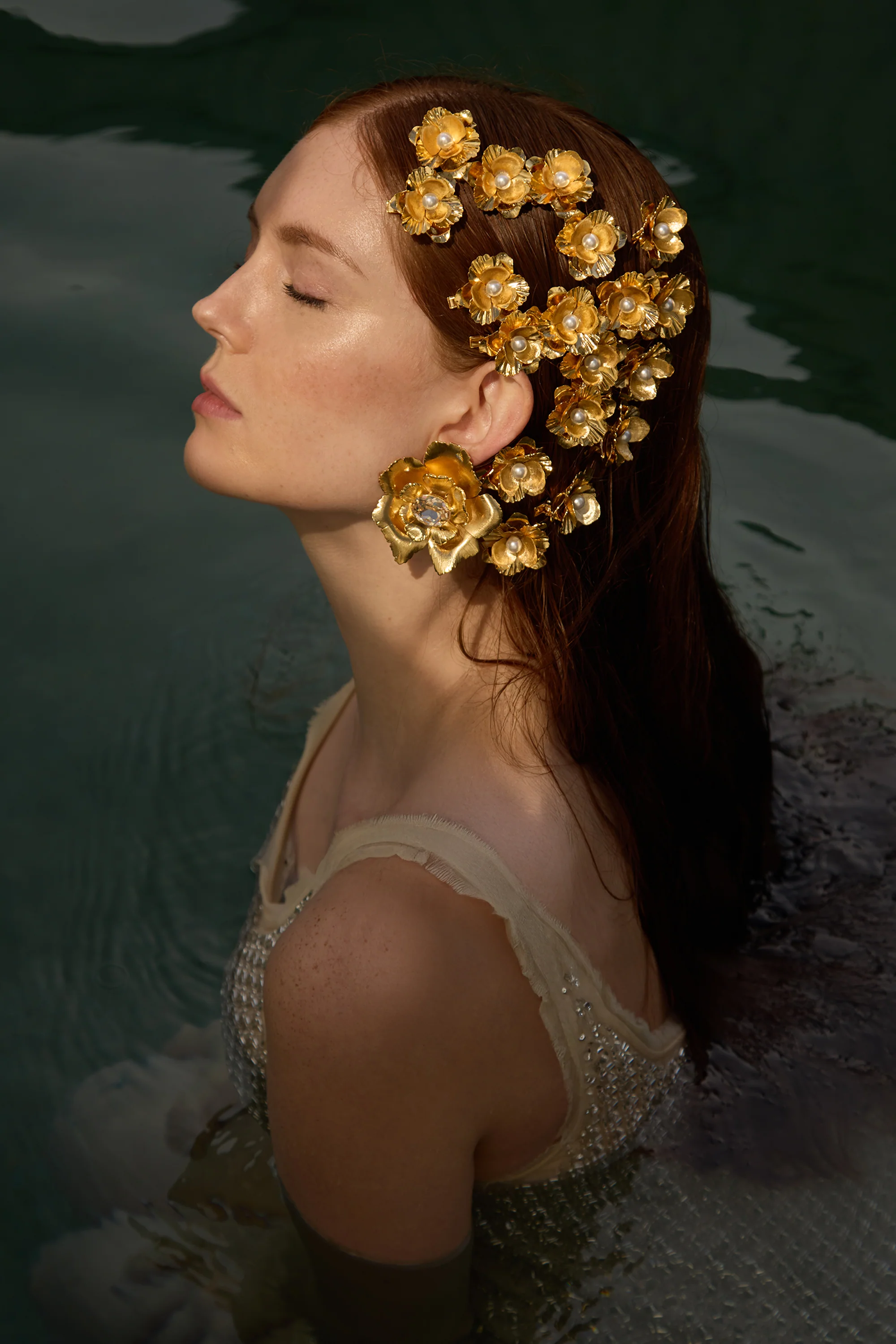 Jasmine Floral Crystal Button Earrings - Image 3
