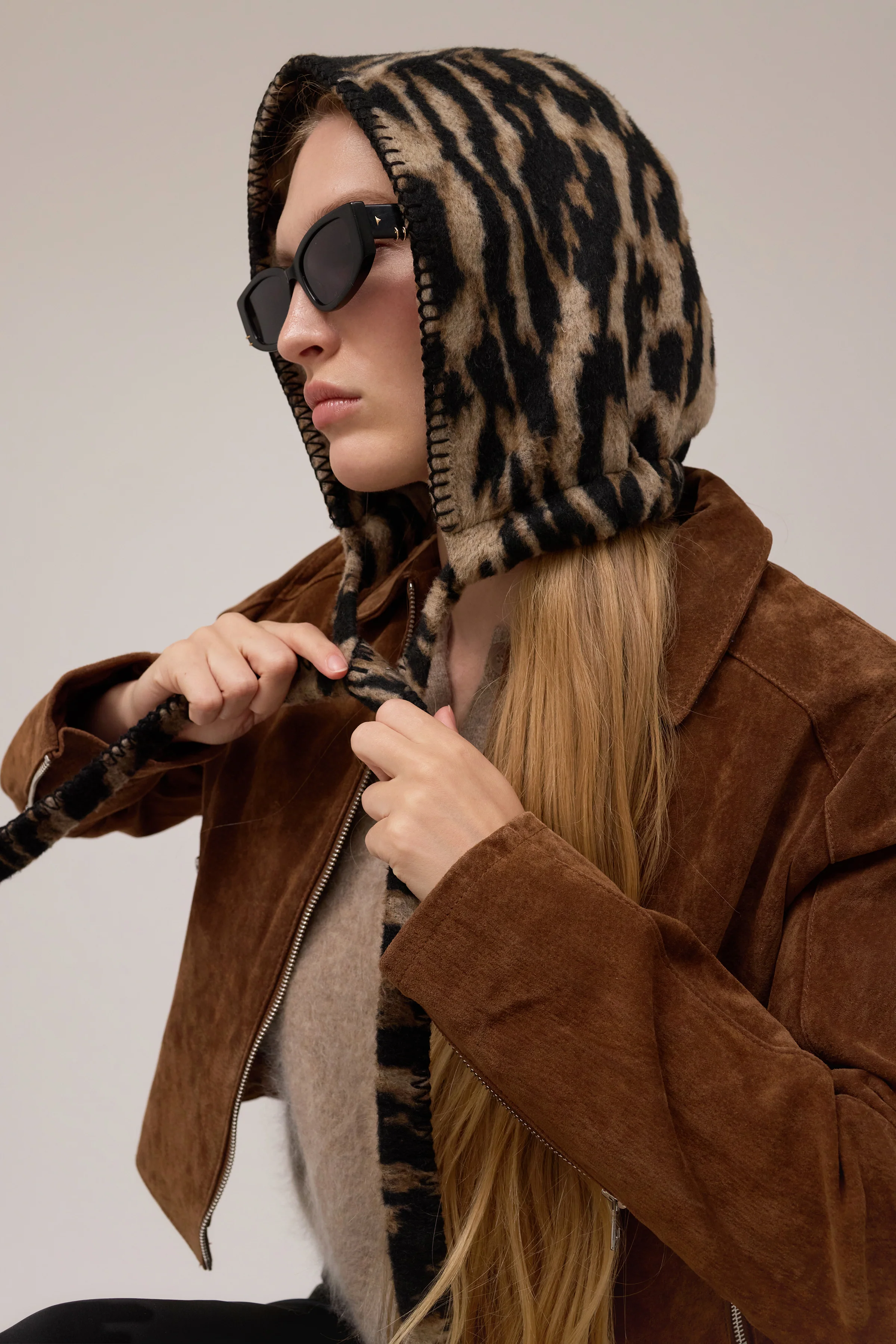 Masha Leopard Wool Hood - Image 2