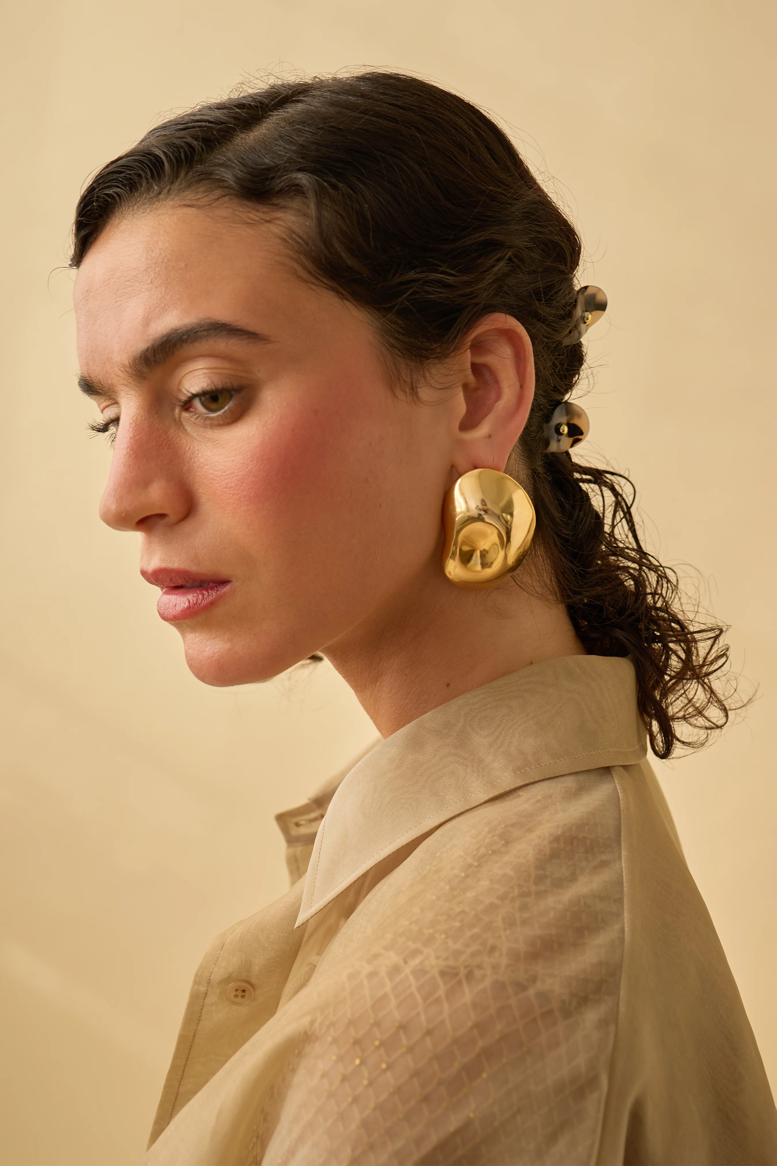 Zoe Button Earrings - Image 3